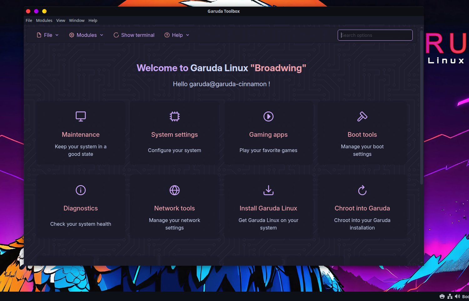 Garuda Linux 260308: Garuda Rani переименована в Garuda Toolbox, исправлен баг SSL