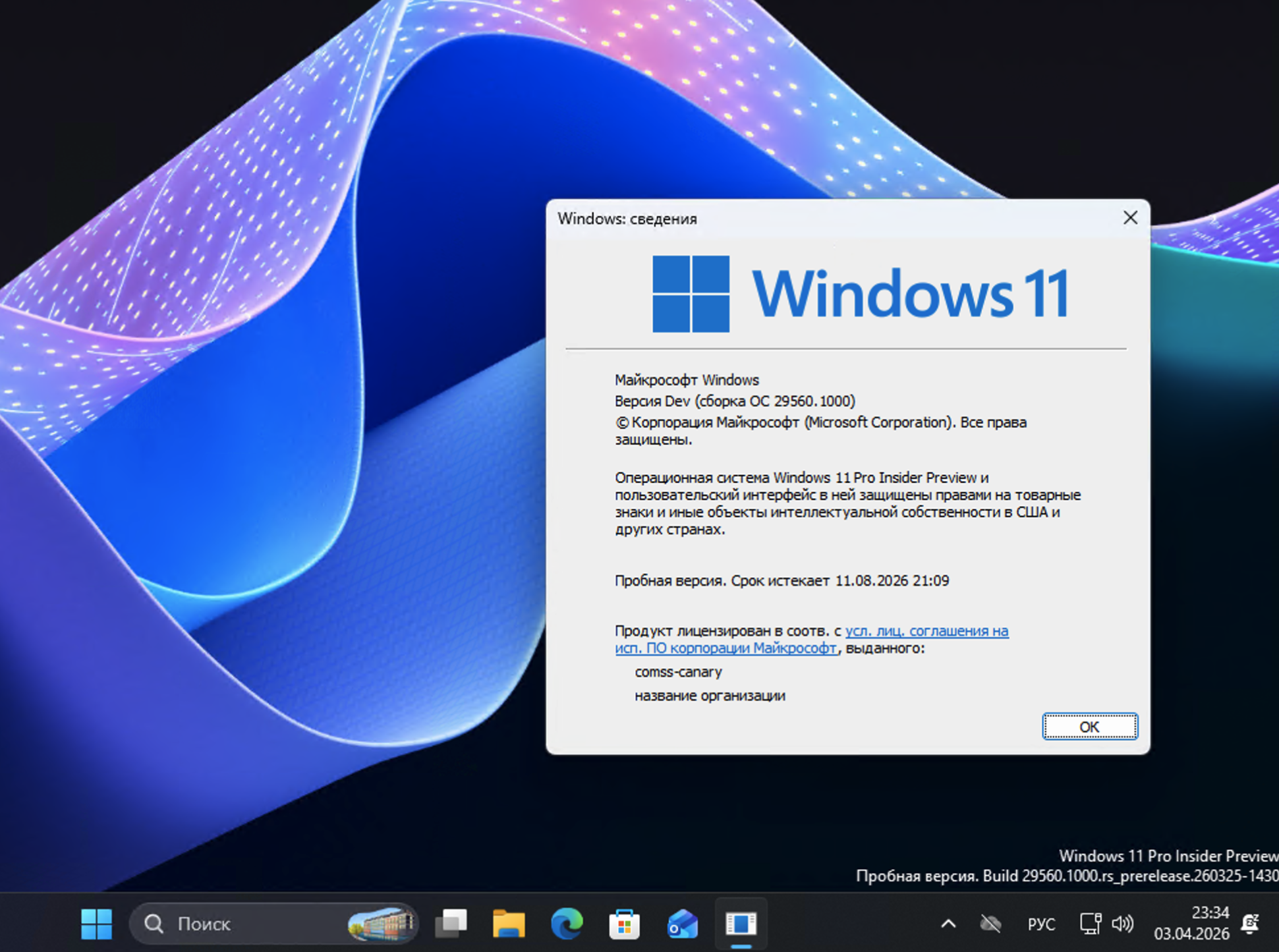 Windows 11, ������ Dev (������ �� 29560.1000)
