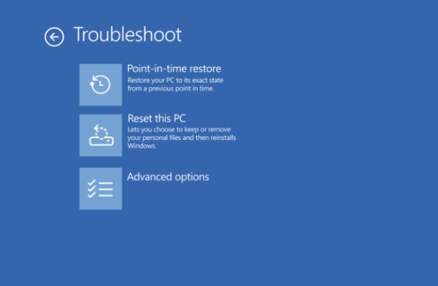 Point-in-time restore � ���� ����������� ��������� ����� �������������� Windows (Windows RE)